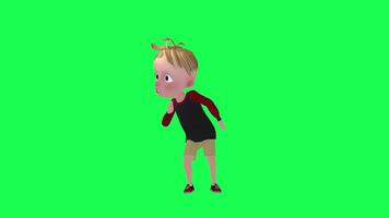 Cartoon baby talking sneakily isolated green screen front angle video