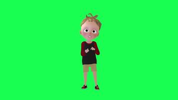 European child talking on cell phone isolated green screen front angle video