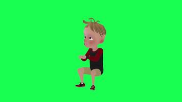 3d cute baby playing video game isolated green screen front angle