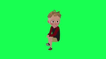 3d cute baby sitting talking isolated green screen right angle video