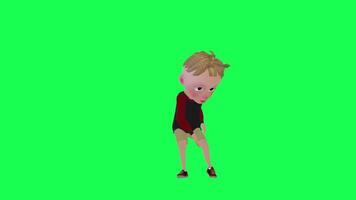 3d mignonne enfant blessé jambe isolé vert écran de face angle video