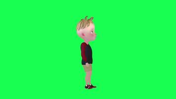 3d cute baby talking looking back isolated chroma key left angle video