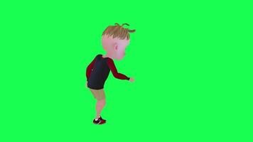 3d cute baby opens the door and enters isolated chroma key left angle video