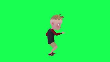 3d bébé garçon dansant idiot chrominance clé la gauche angle video