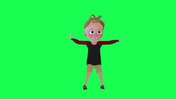 3d baby boy dancing samba chroma key facing angle video