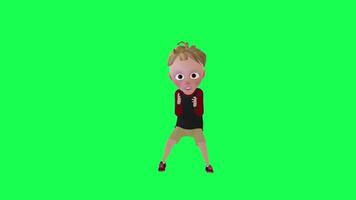 3d baby boy dancing hip hop front angle on green screen video