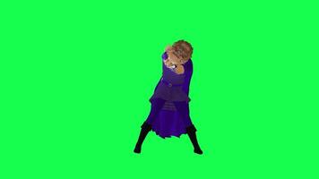 3D cartoon lion in purple dress dancing and cheering the team from front angle video