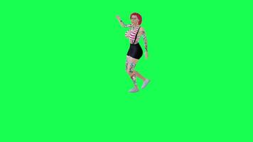 3d street woman with red hair and short skirt drinking alcohol and talking video