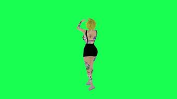 Full tattooed blonde woman with glasses dancing tut hip hop isolated front angle video