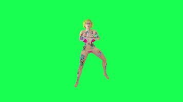 sexy blond tätowiert Frau im Rosa Bikini Tanzen Gangnam Stil, links Winkel, video