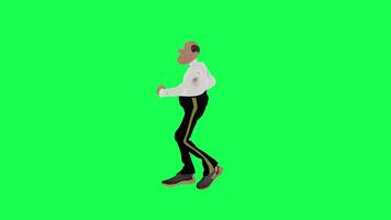 tall skinny bald animated 3d man walking while being disturbed by insects video