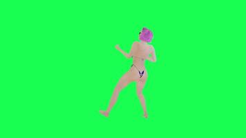 Hot woman in bikini England flag playing guitar isolated right angle green video