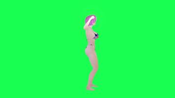 sexy britânico bandeira bikini campeão mulher torcendo isolado frente ângulo verde video