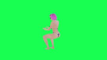 Hot woman in British flag bikini playing piano isolated left angle green screen video