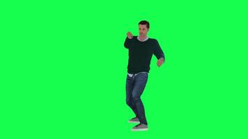 A man with a normal athletic body in the green screen with tall height and long video