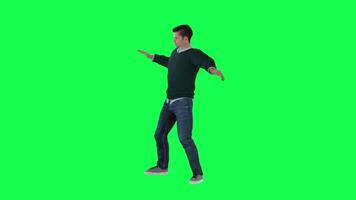 A man with a normal athletic body in green screen with tall height and long arms video