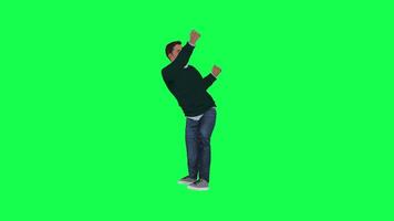 A man with a normal athletic body in the green screen with tall height and long video