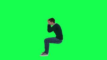 A man with a normal athletic body in green screen with tall height and long arms video