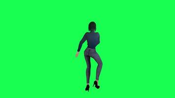 A girl with a thin figure and sports barbie in green screen with tall height and video