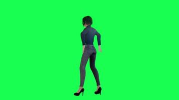 A girl with a slim figure and sports barbie in green screen with tall height and video