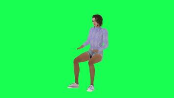 A girl with athletic body, figure and thin in green screen with tall height and video