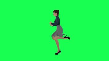 svelte femme avec une gros corps dans vert écran avec une longue Stein robe avec une marine t video