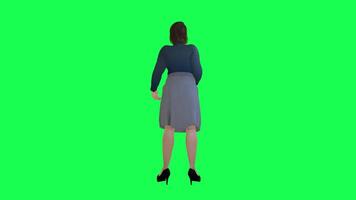 en kvinna med en fett och knubbig kropp med en stor bröst i en grön skärm med en na video