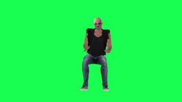 Criminal man and drug addict gangster with athletic body in green screen with ta video