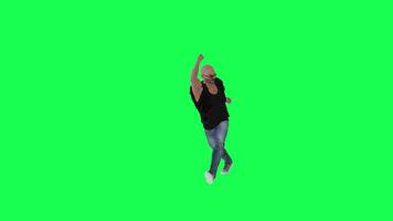 Criminal man and drug addict gangster with athletic body in green screen with ta video