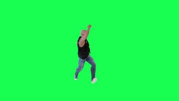 Criminal man and drug addict gangster with athletic body in green screen with ta video