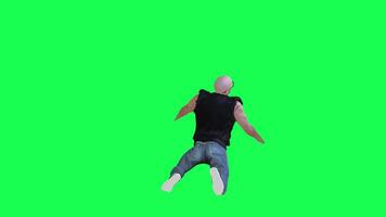 Criminal man and drug addict gangster with athletic body in green screen with ta video