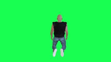 Criminal man and drug addict gangster with athletic body in green screen with ta video