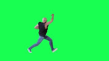 Criminal man and drug addict gangster with athletic body in green screen with ta video