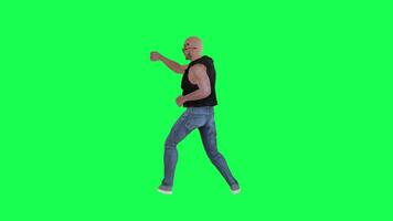 Criminal man and drug addict gangster with athletic body in green screen with ta video