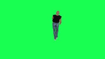 Criminal man and drug addict gangster with athletic body in green screen with ta video