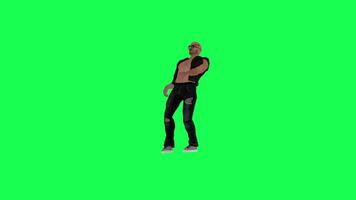 Criminal man and drug addict gangster with athletic body in green screen with ta video