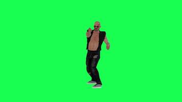 Criminal man and drug addict gangster with athletic body in green screen with ta video