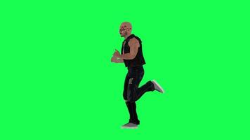 Criminal man and drug addict gangster with athletic body in green screen with ta video