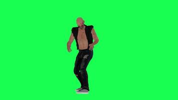 Criminal man and drug addict gangster with athletic body in green screen with ta video