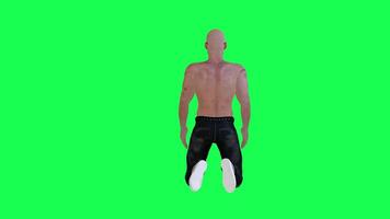 Criminal man and drug addict gangster with athletic body in green screen with ta video