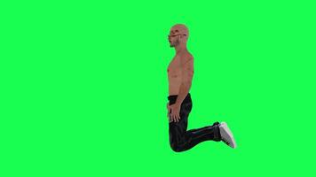 Criminal man and drug addict gangster with athletic body in green screen with ta video