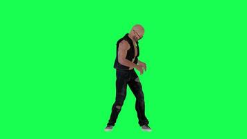 Criminal man and drug addict gangster with athletic body in green screen with ta video