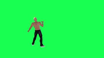 Criminal man and drug addict gangster with athletic body in green screen with ta video