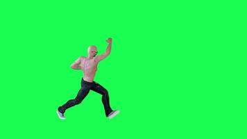 Criminal man and drug addict gangster with athletic body in green screen with ta video