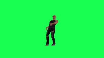 Criminal man and drug addict gangster with athletic body in green screen with ta video