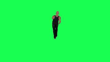 Criminal man and drug addict gangster with athletic body in green screen with ta video