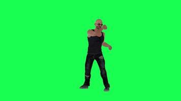 Criminal man and drug addict gangster with athletic body in green screen with ta video