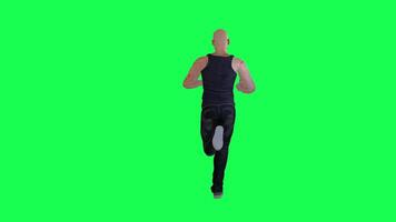 Criminal man and drug addict gangster with athletic body in green screen with ta video