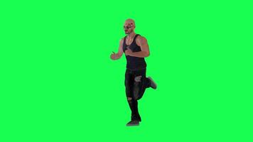 Criminal man and drug addict gangster with athletic body in green screen with ta video