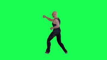 Criminal man and drug addict gangster with athletic body in green screen with ta video